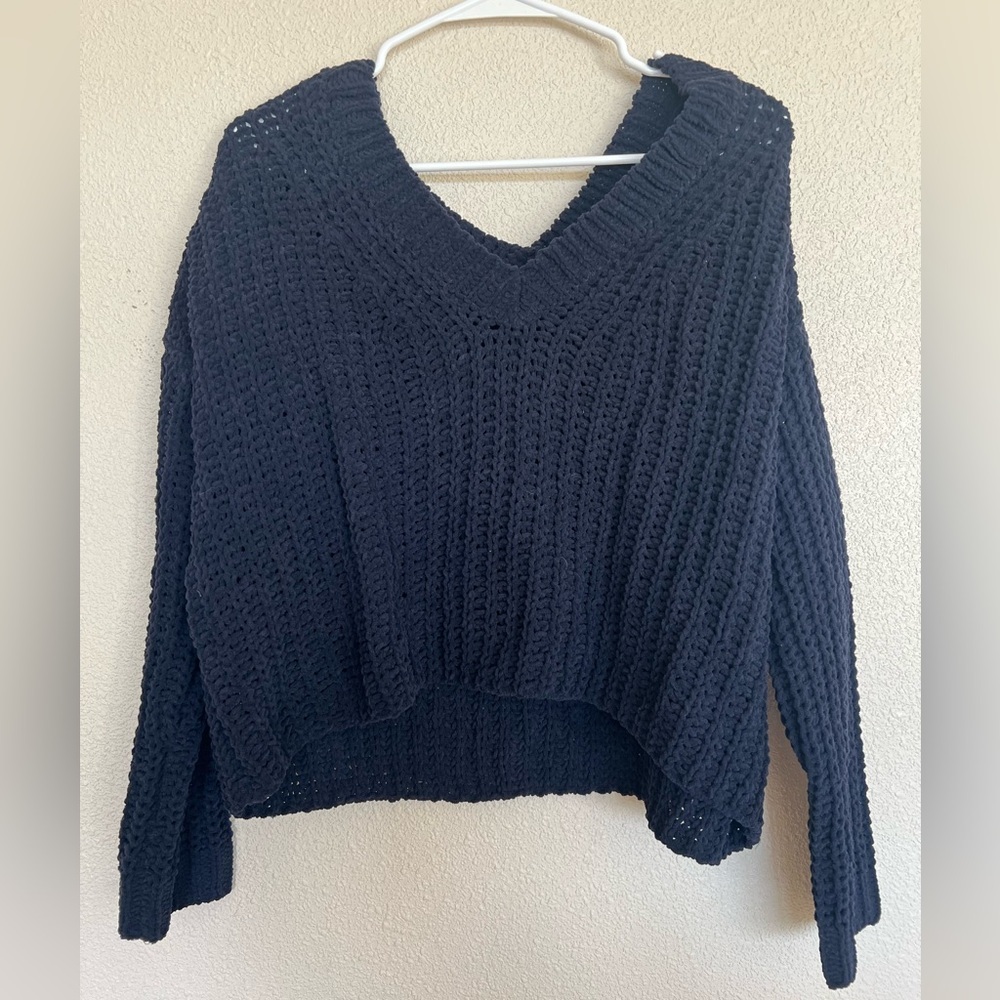 Navy blue garage sweater